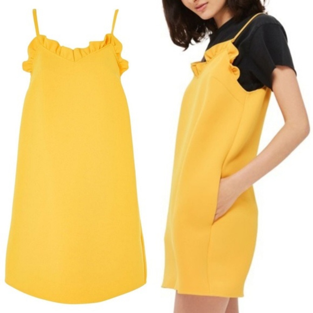 TOPSHOP Ruffle Trim Shift Mini Dress - Picture 6 of 6
